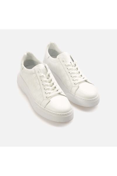 Men's Patent Leather Eva Sole White Casual Shoes - 3