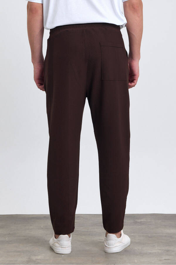 Men's Patterned Cotton Jogger Pants with Back Pockets, Elastic Waistband and Drawstring BROWN - 8