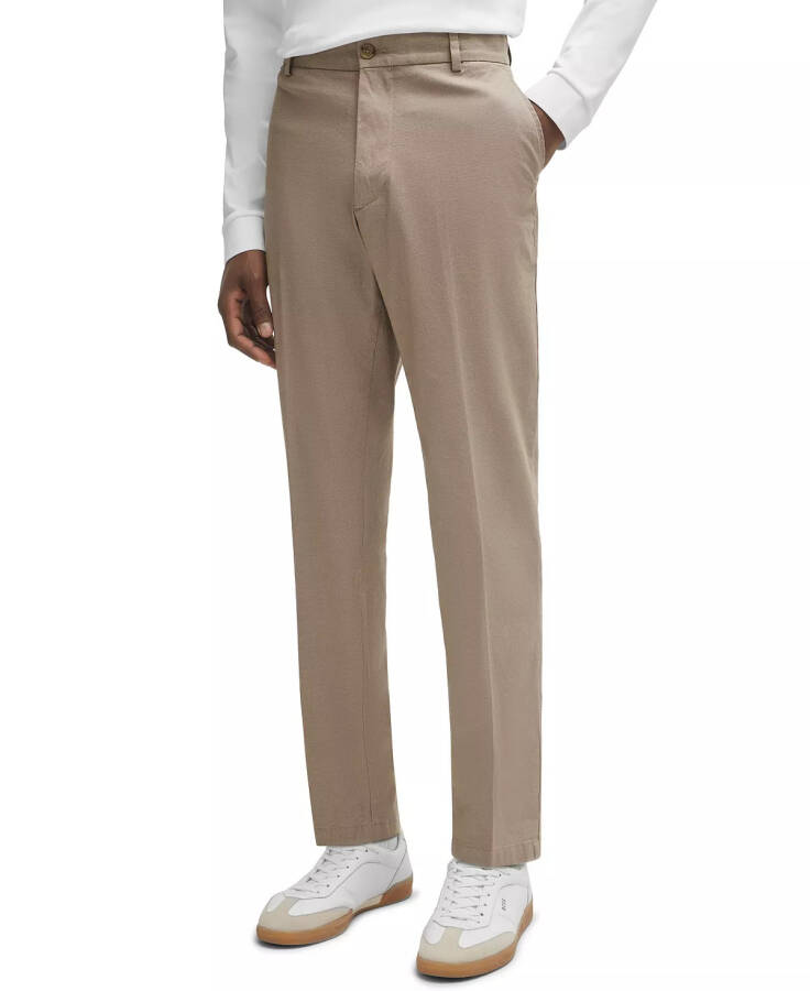 Men's Patterned Regular-Fit Trousers Medium Beige - 1