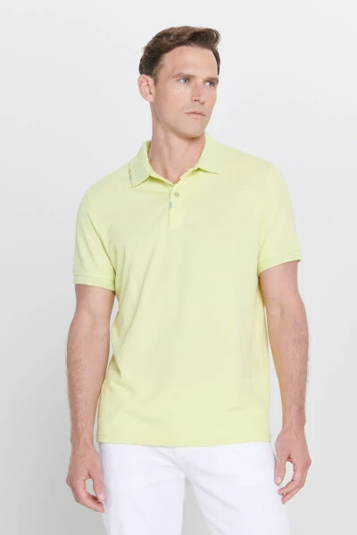 Men's Peanut Green Slim Fit Narrow Cut Polo Neck Printed Cotton T-shirt - 3