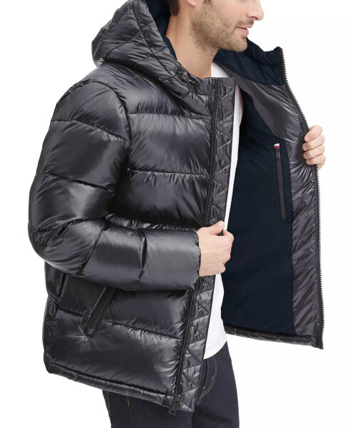 Men's Pearlized Performance Hooded Puffer Coat Black - 4