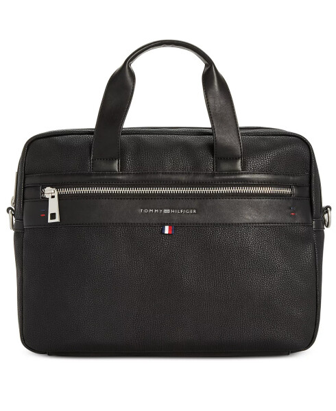 Men's Pebble Faux-Leather Leo Briefcase Black - 6