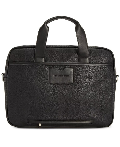 Men's Pebble Faux-Leather Leo Briefcase Black - 8