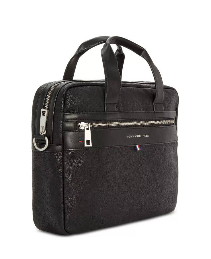 Men's Pebble Faux-Leather Leo Briefcase Black - 9