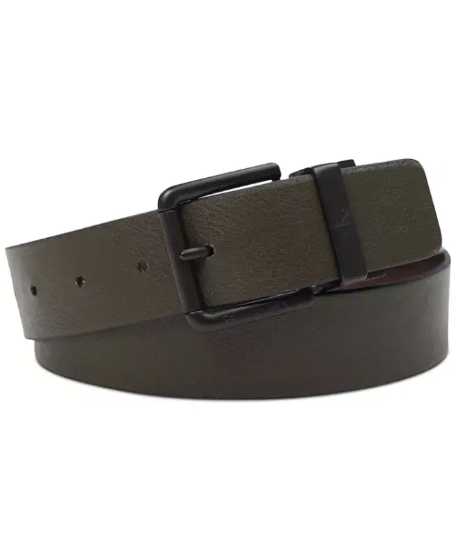 Men's Pebble Grain Reversible Jean Belt - Brown, Olive - 1