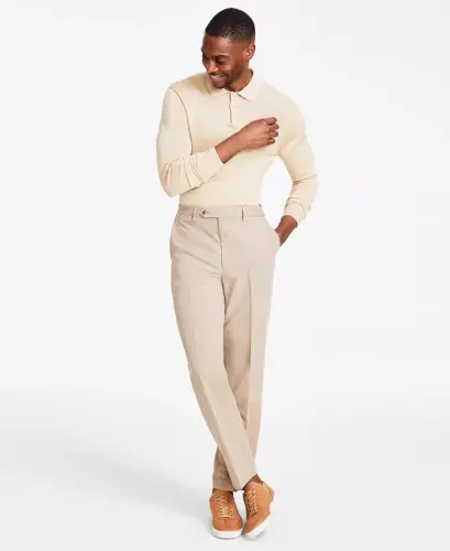 Men's Performance Stretch Modern-Fit Dress Pants-Camel 