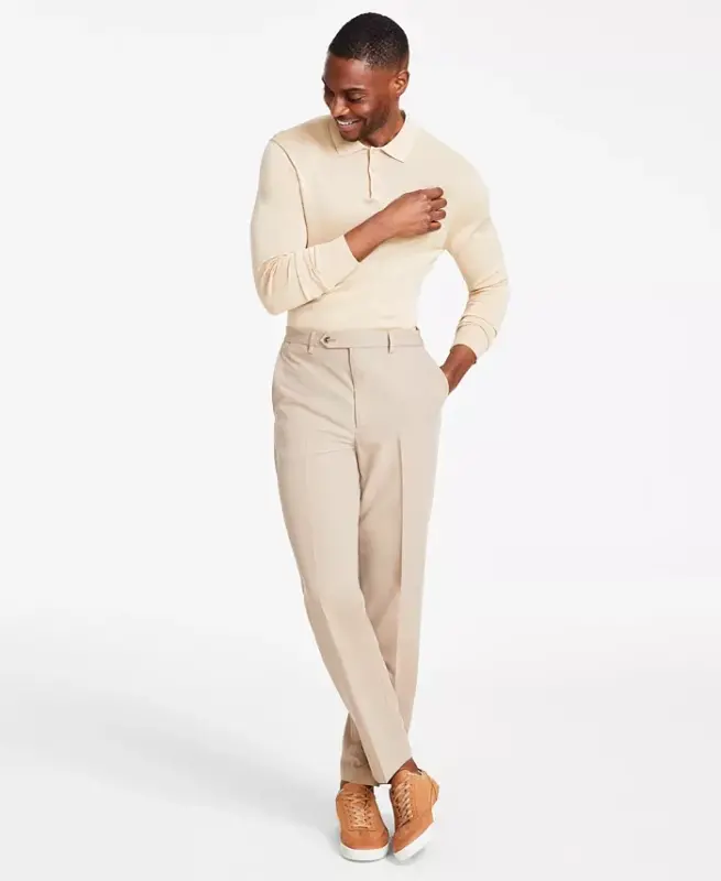 Men's Performance Stretch Modern-Fit Dress Pants-Camel - 1