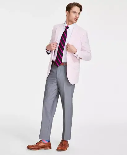 Men's Performance Stretch Modern-Fit Dress Pants-Light pastel grey - 1