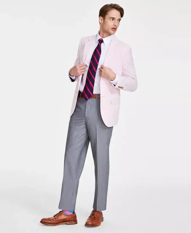 Men's Performance Stretch Modern-Fit Dress Pants-Light pastel grey - 1