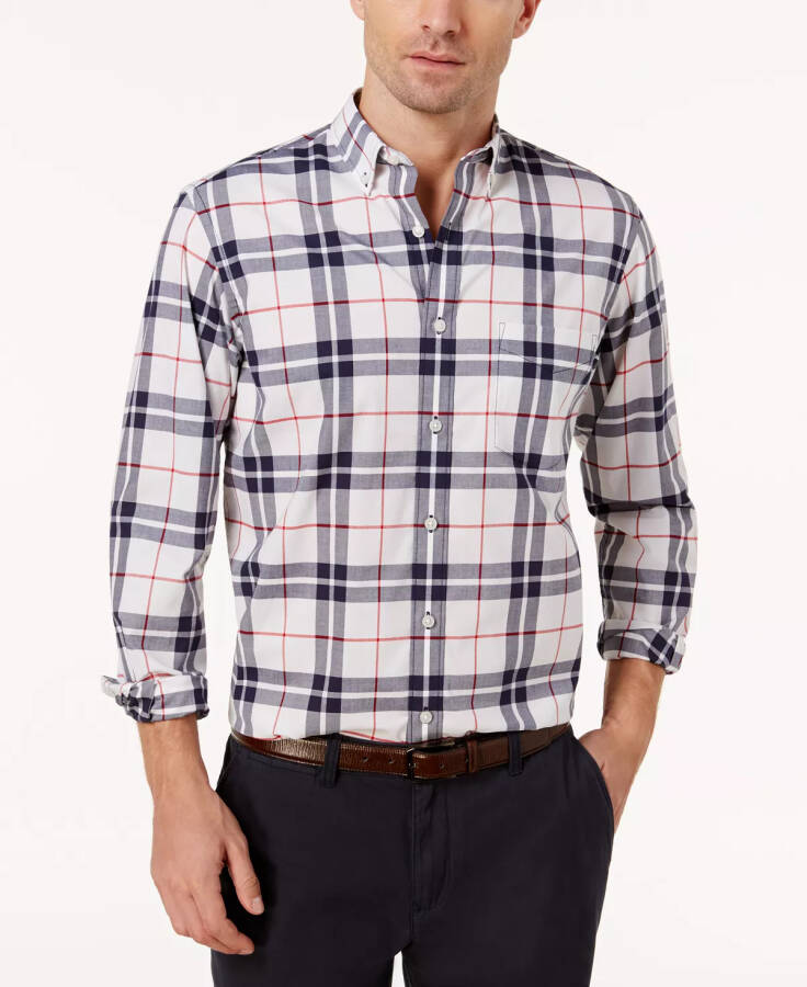 Men's Perry Plaid Stretch Shirt with Pocket, Created for Modazone Bright White - 3