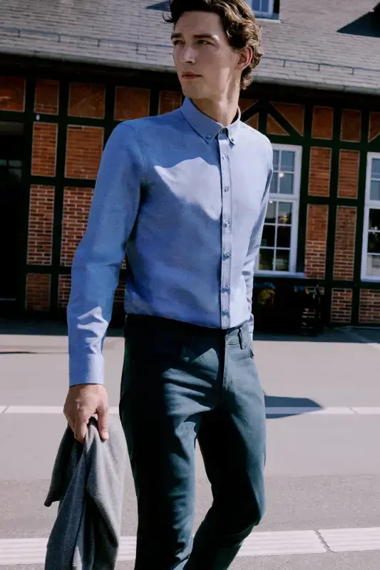 Men's Petrol Slim Fit Narrow Cut 5 Pocket Cotton Canvas Flexible Chino Trousers-Petrol - AC&CO / ALTINYILDIZ CLASSICS