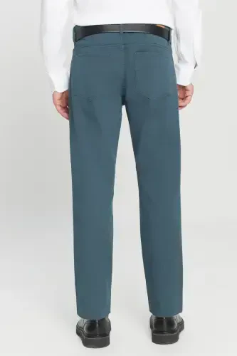 Men's Petrol Slim Fit Narrow Cut 5 Pocket Cotton Canvas Flexible Chino Trousers-Petrol - 8