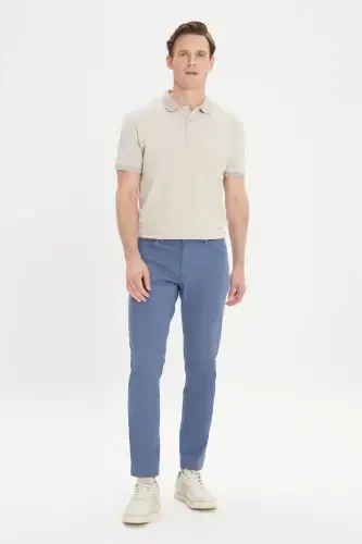 Men's Petrol Slim Fit Narrow Cut 5 Pocket Textured Flexible Trousers - 2