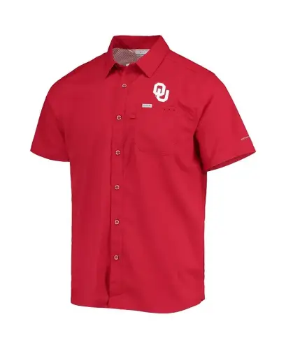 Men's PFG Crimson Oklahoma Sooners Slack Tide Camp Button-Up Shirt-Crimson - 3