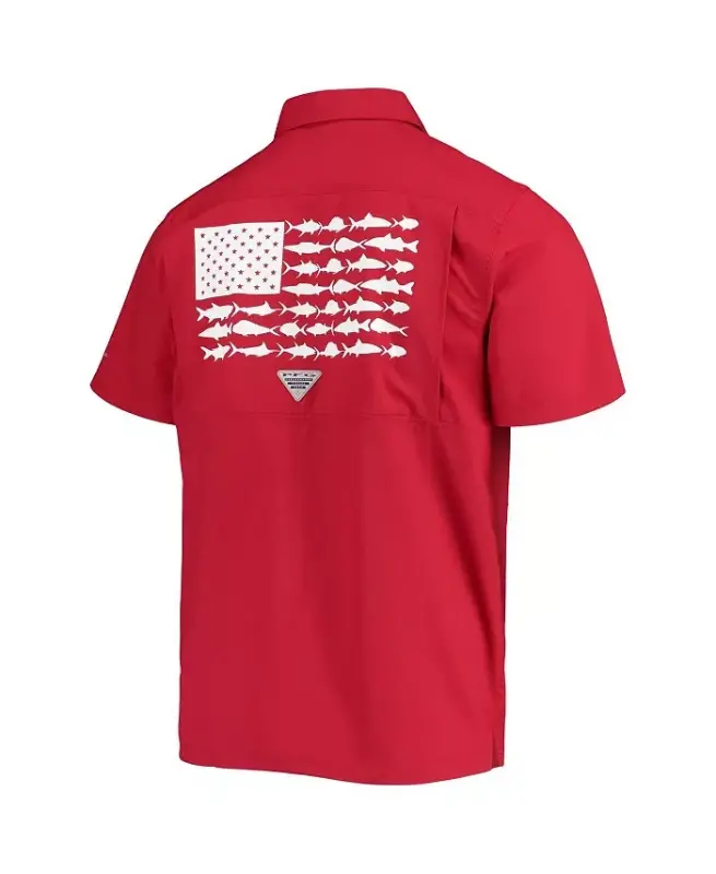 Men's PFG Crimson Oklahoma Sooners Slack Tide Camp Button-Up Shirt-Crimson - 4