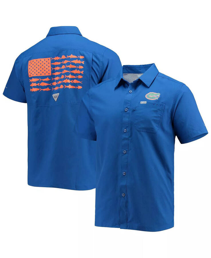 Men's PFG Royal Florida Gators Slack Tide Camp Button-Up Shirt Royal - 1