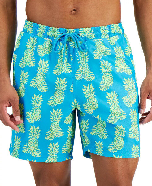 Men's Pineapple-Print Swim Trunks, Created for Modazone Cosmic Turquoise - 6