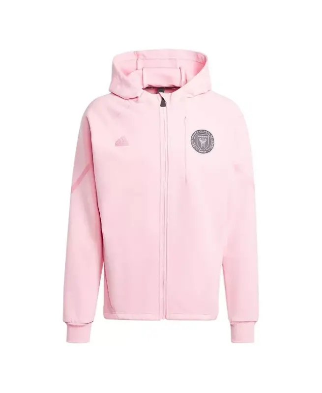 Men's Pink Inter Miami CF 2024 Anthem Travel Full-Zip Jacket-Pink - ADIDAS