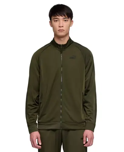 Men's Piped Tricot Jacket - Dark Olive - 1