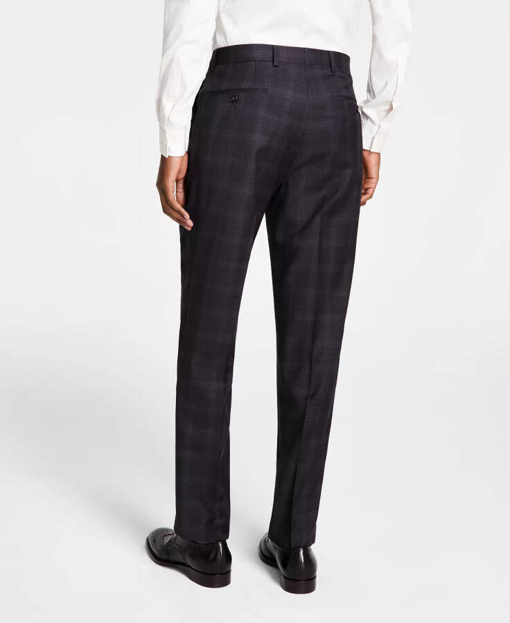 Men's Plaid Classic-Fit Wool-Blend Stretch Suit Separate Pants Charcoal/brown Plaid - 10