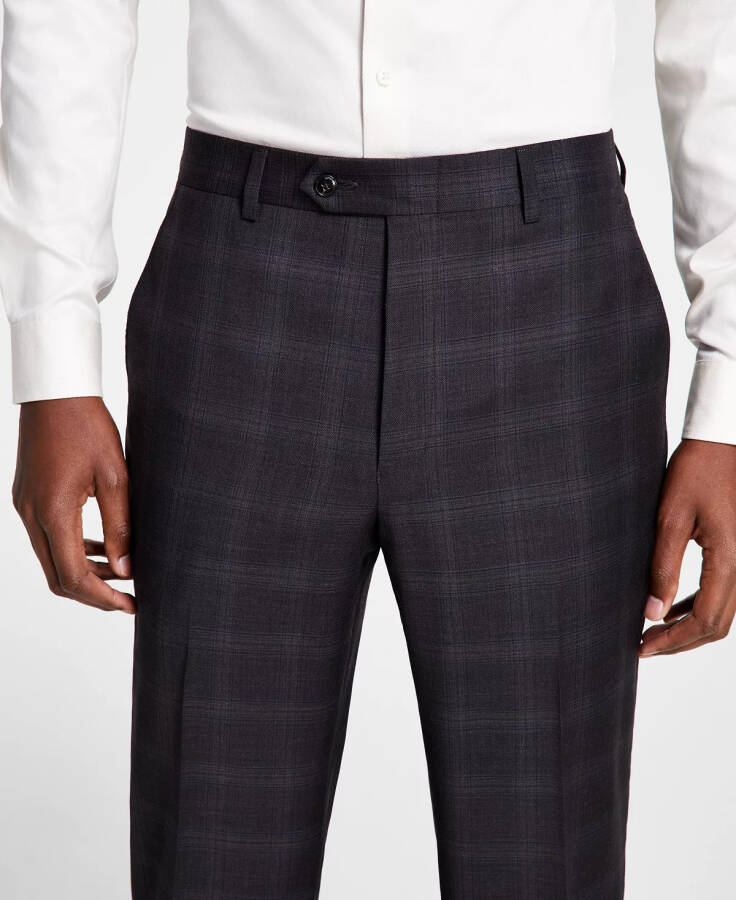 Men's Plaid Classic-Fit Wool-Blend Stretch Suit Separate Pants Charcoal/brown Plaid - 11