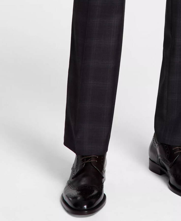 Men's Plaid Classic-Fit Wool-Blend Stretch Suit Separate Pants Charcoal/brown Plaid - 7