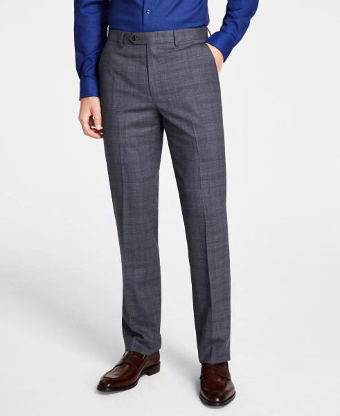 Men's Plaid Classic-Fit Wool-Blend Stretch Suit Separate Pants Grey/blue Plaid - 9