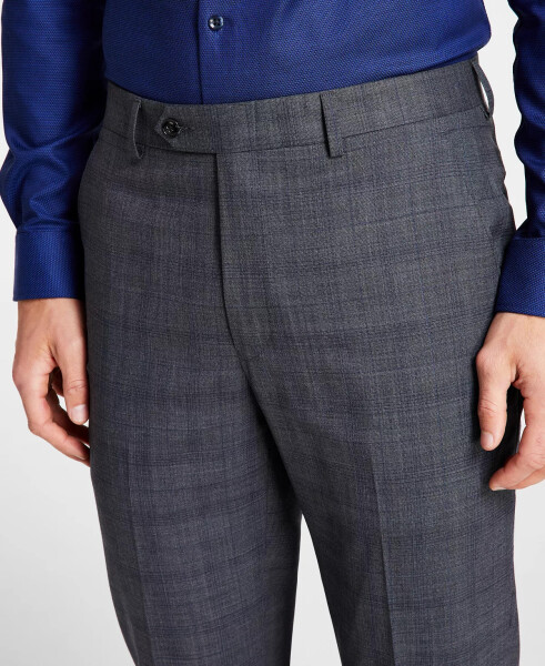 Men's Plaid Classic-Fit Wool-Blend Stretch Suit Separate Pants Grey/blue Plaid - 4