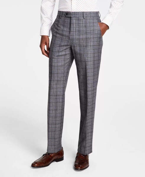 Men's Plaid Classic-Fit Wool-Blend Stretch Suit Separate Pants Medium Grey Plaid - 9