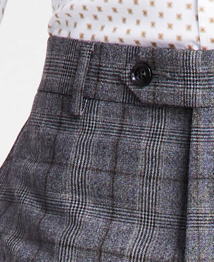 Men's Plaid Classic-Fit Wool-Blend Stretch Suit Separate Pants Medium Grey Plaid - 12