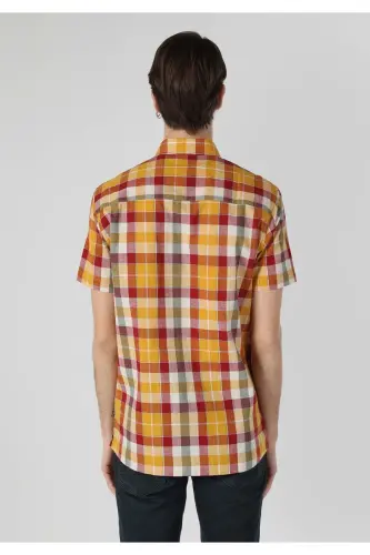 Men's plaid, multi-colored, short-sleeved, regular fit shirt. - COLIN’S (1)