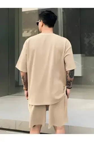 Men's Plain Beige Matching Set-Beige - MODAZONE (1)