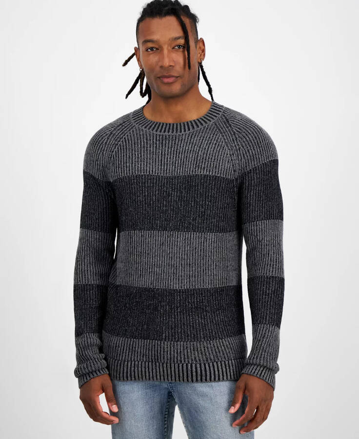 Men's Plaited Crewneck Sweater, Created for Modazone Deep Black - 2