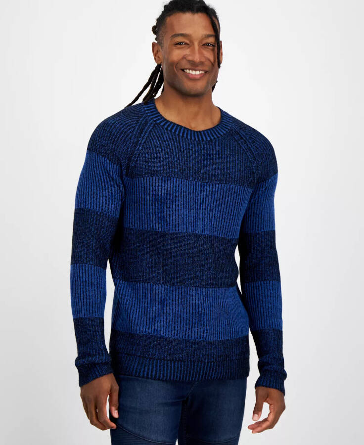 Men's Plaited Crewneck Sweater, Created for Modazone Galaxy Blue - 1