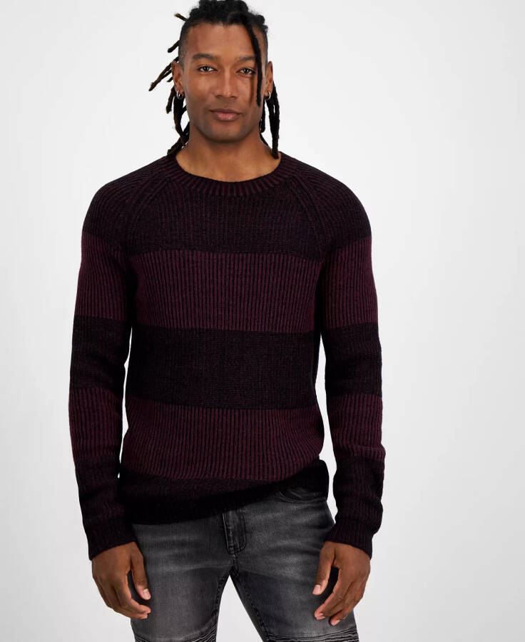 Men's Plaited Crewneck Sweater, Created for Modazone Vintage Wine - 2