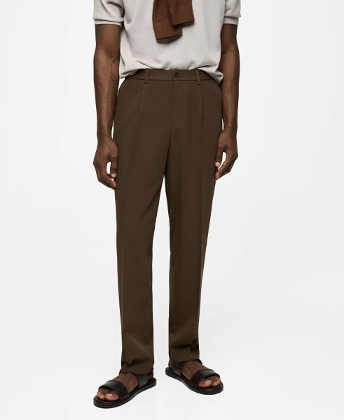 Men's Pleated Flowy Pants Brown - 1