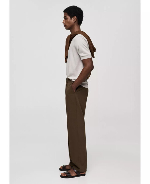 Men's Pleated Flowy Pants Brown - 4