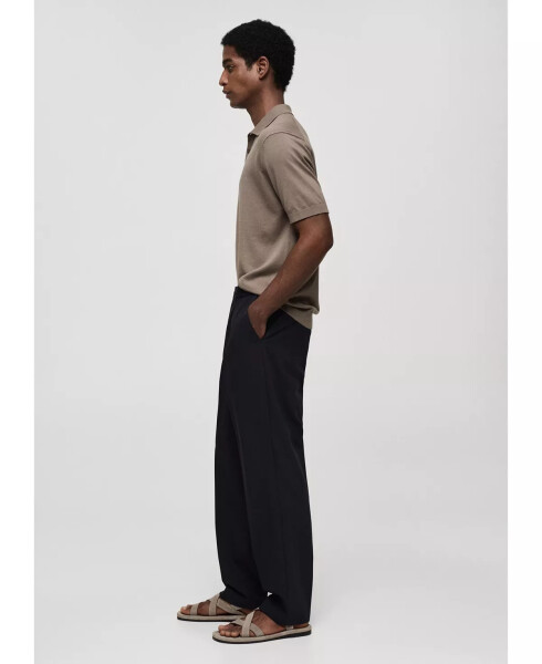 Men's Pleated Flowy Pants Dark Navy - 3