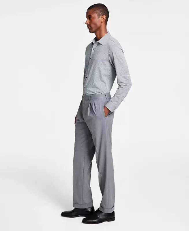 Men's Pleated Solid Classic Fit Pants - MICHAEL KORS