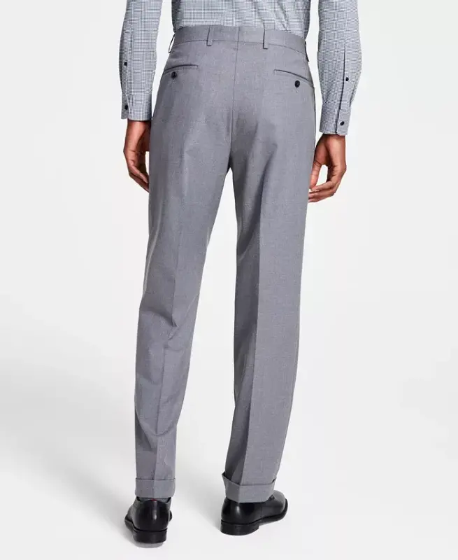 Men's Pleated Solid Classic Fit Pants - 3