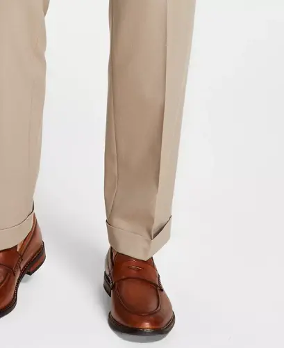 Men's Pleated Solid Classic Fit Pants - 7