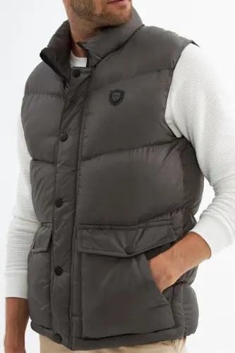 Men's Pocket Detailed Padded Vest Anthracite-Anthracite - 5