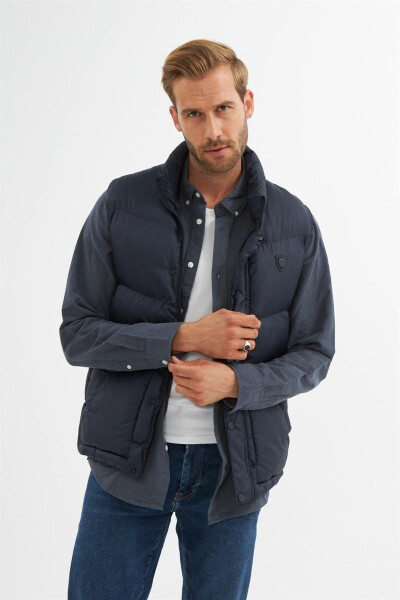 Men's Pocket Detailed Puffer Vest Navy - 9