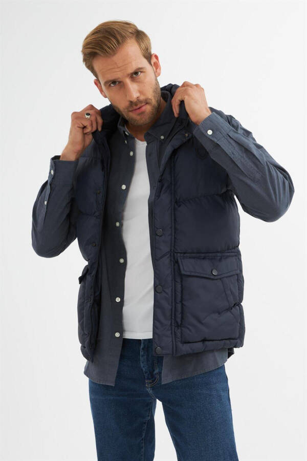 Men's Pocket Detailed Puffer Vest Navy - 11