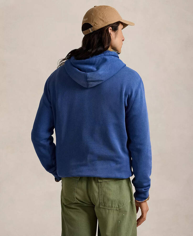 Men's Polo Bear Garment-Dyed Fleece Hoodie Blue - 2