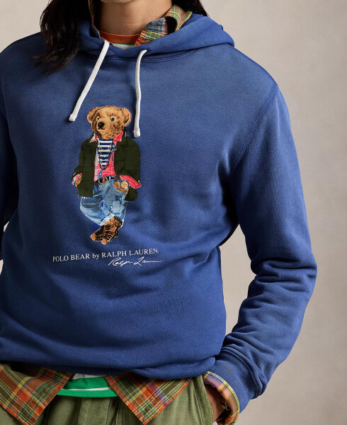 Men's Polo Bear Garment-Dyed Fleece Hoodie Blue - 3