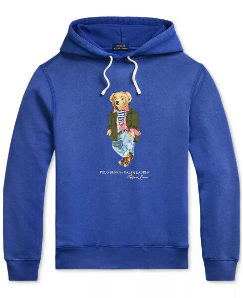 Men's Polo Bear Garment-Dyed Fleece Hoodie Blue - 5