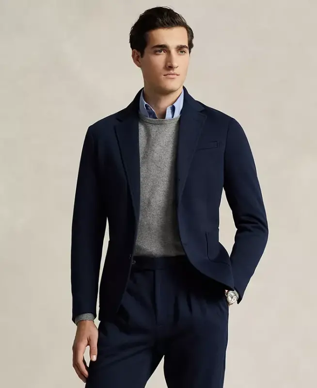 Men's Polo Soft Double-Knit Suit Jacket -Aviator Navy - POLO RALPH LAUREN