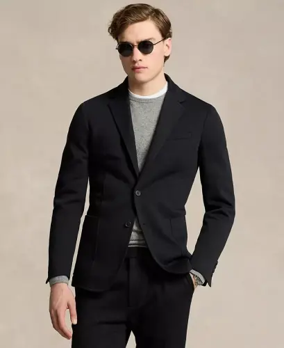 Men's Polo Soft Double-Knit Suit Jacket -Black 