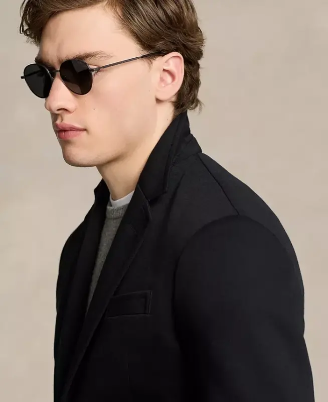 Men's Polo Soft Double-Knit Suit Jacket -Black - 3